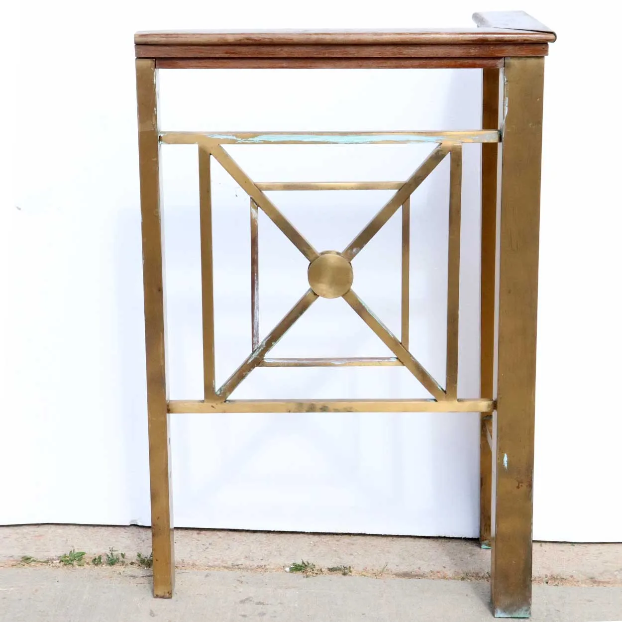 Five-Part American Solid Bronze and Mahogany Architectural Railing
