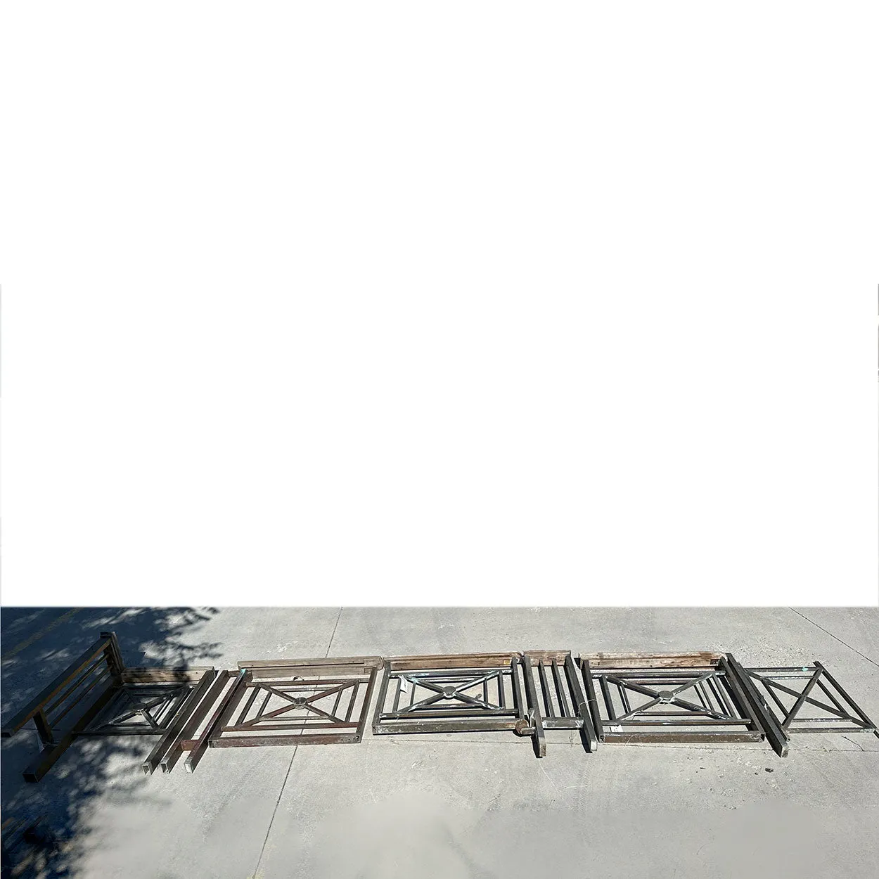 Five-Part American Solid Bronze and Mahogany Architectural Railing