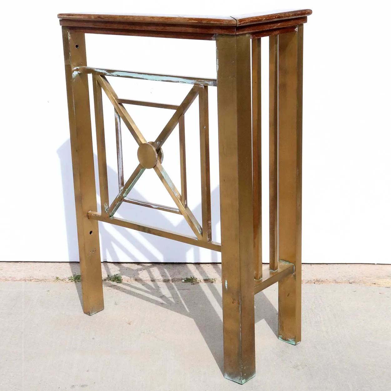 Five-Part American Solid Bronze and Mahogany Architectural Railing
