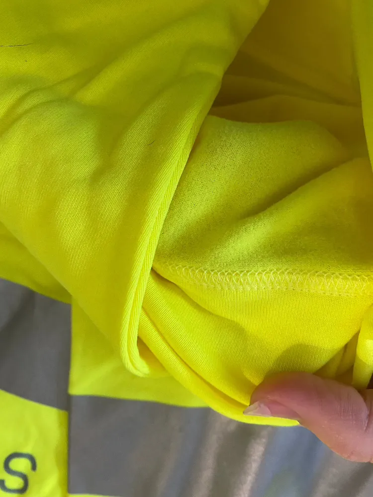 Fluorescent yellow fleece lined lightweight top with draw string S