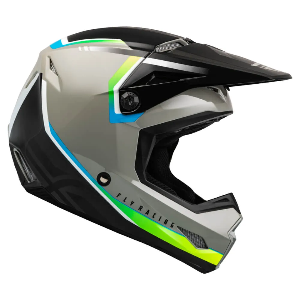 Fly Kinetic Vision Youth Motocross Helmet Grey / Black