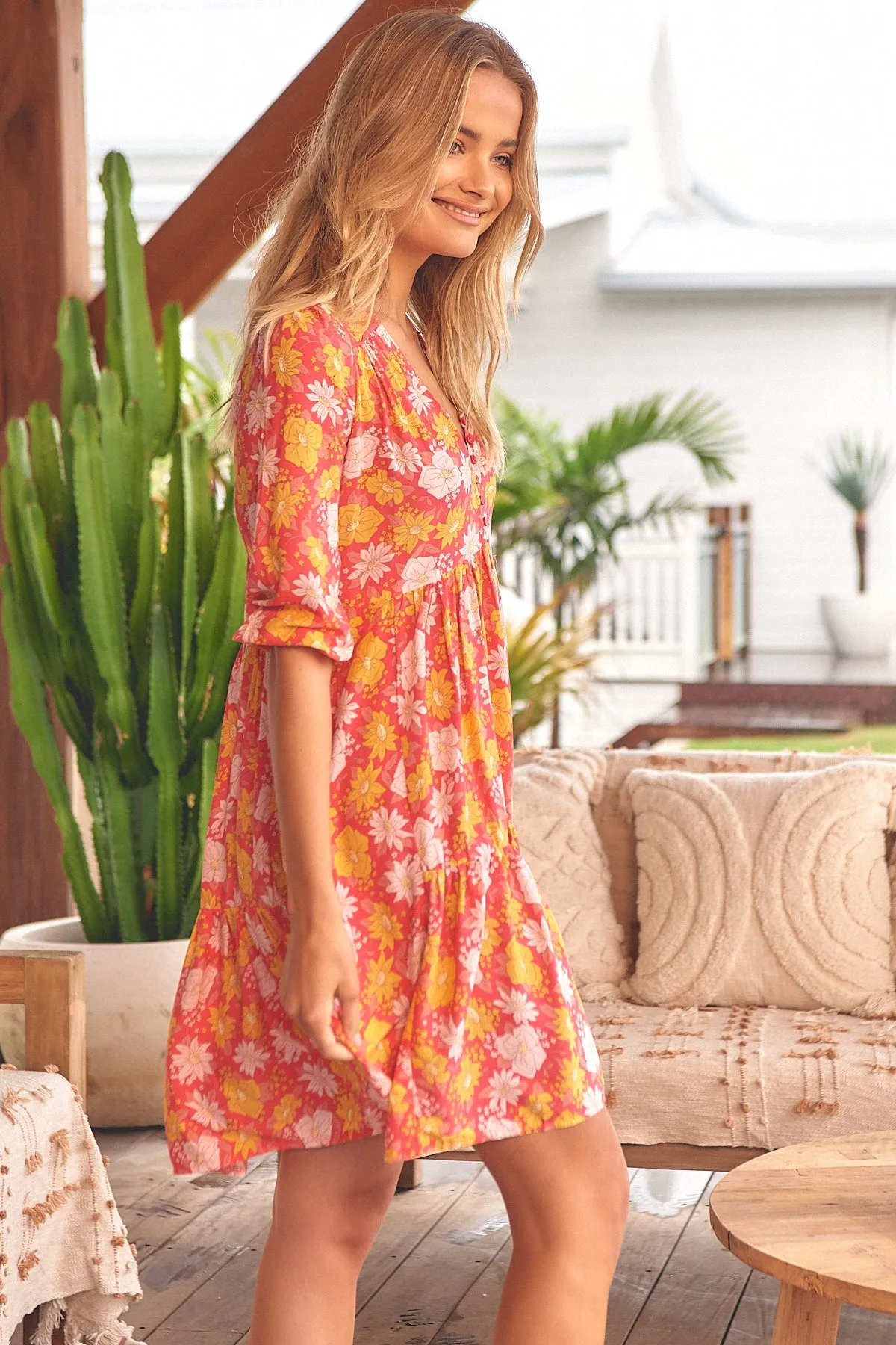 Follow the Sun Print Finch Mini Dress