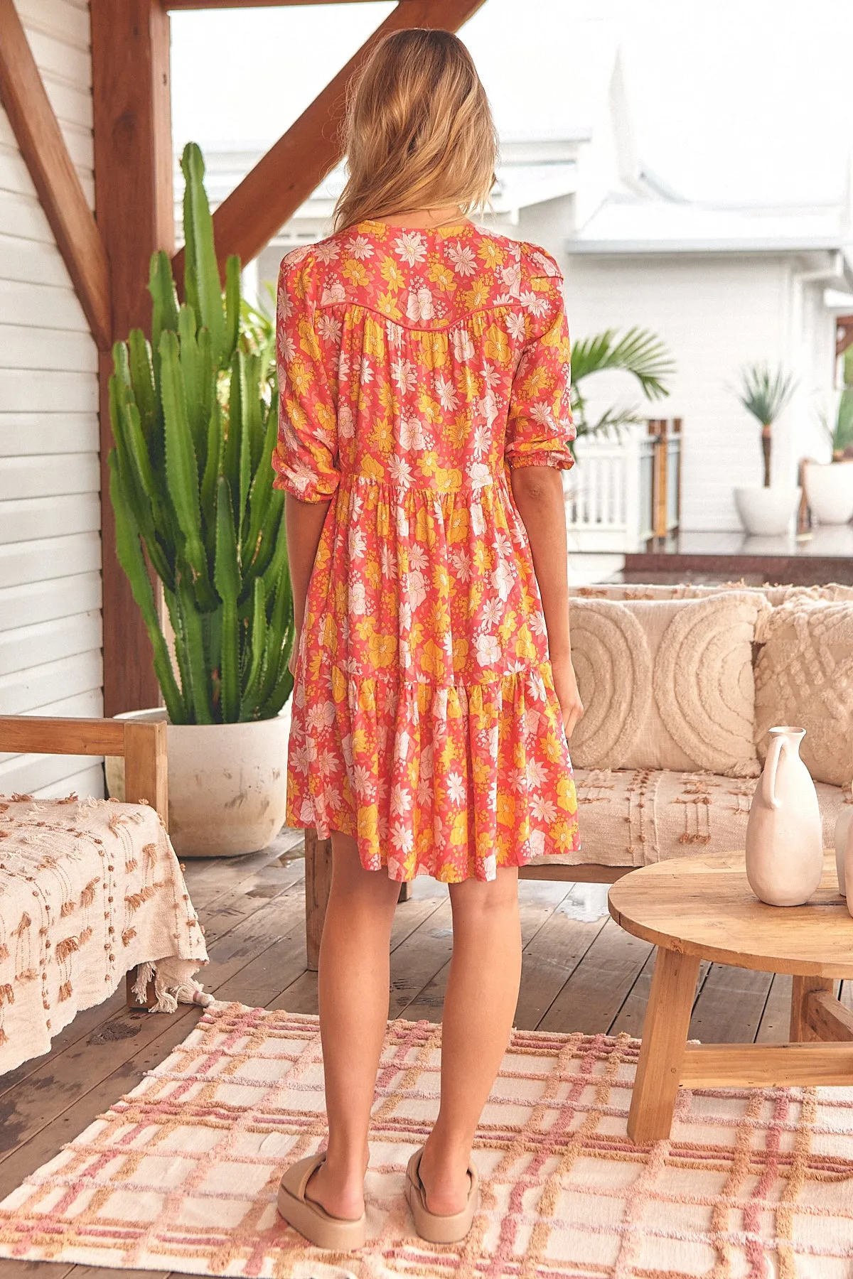 Follow the Sun Print Finch Mini Dress