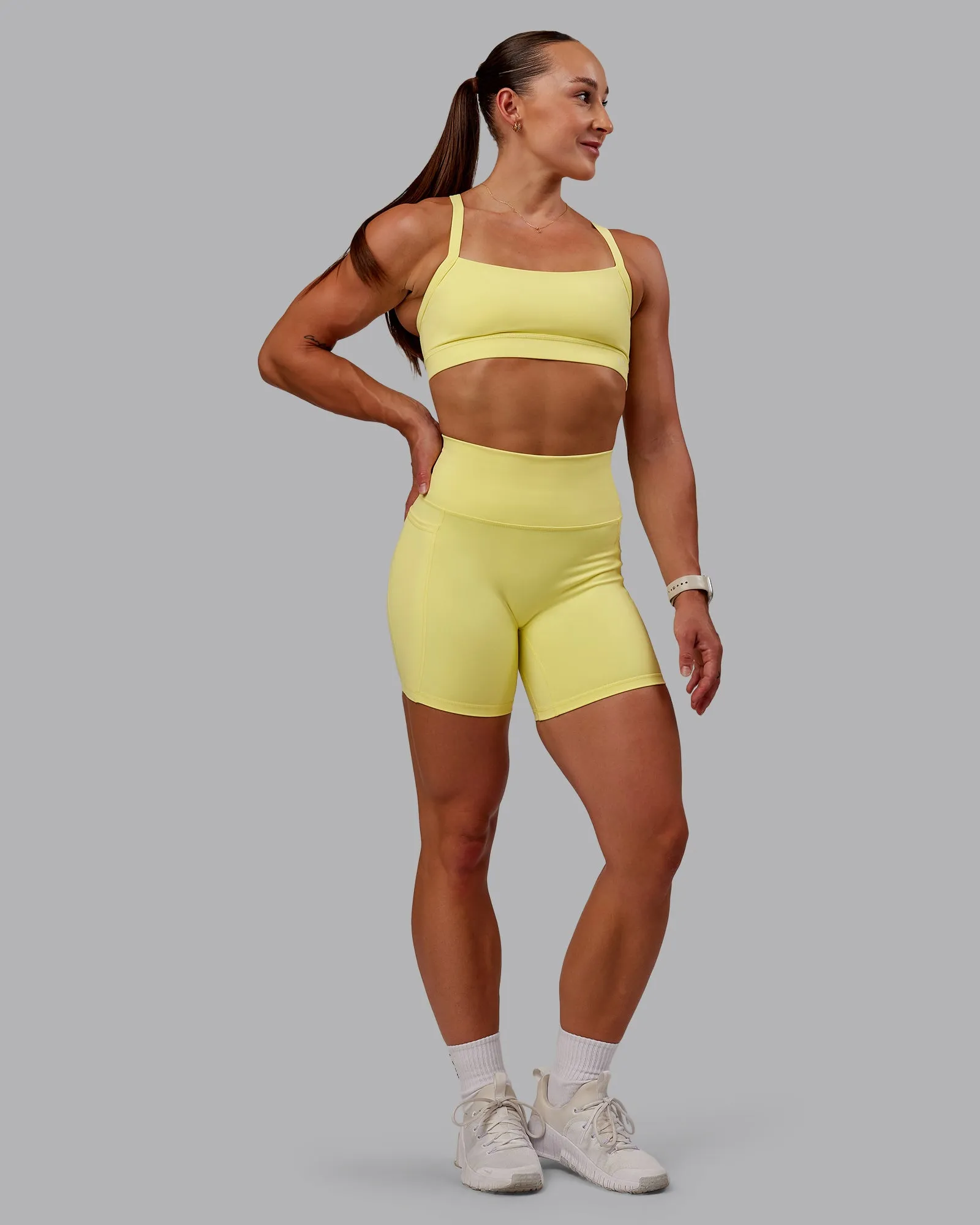 Fusion Mid Short Tight With Pockets - Lemon Fizz