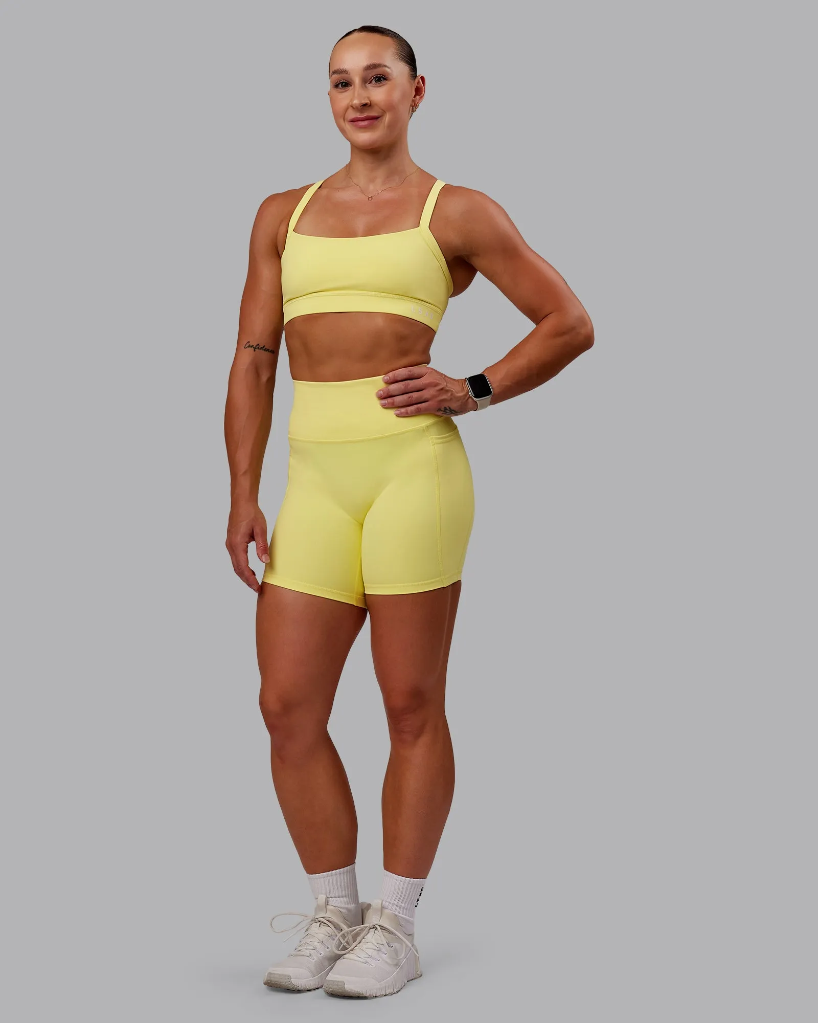 Fusion Mid Short Tight With Pockets - Lemon Fizz