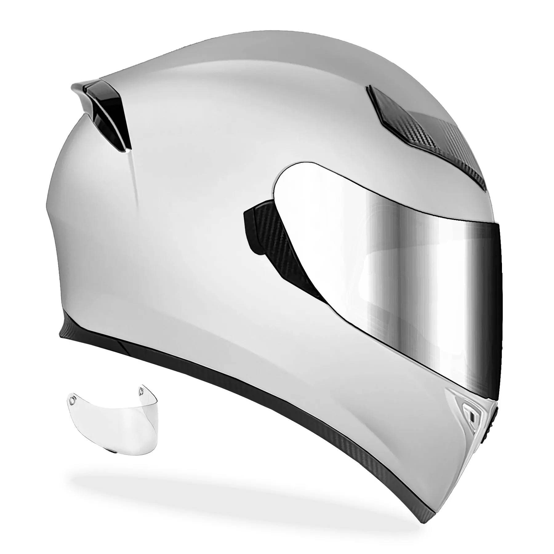 GDM Ghost Full Face Motorcycle Helmet Gloss Pearl White