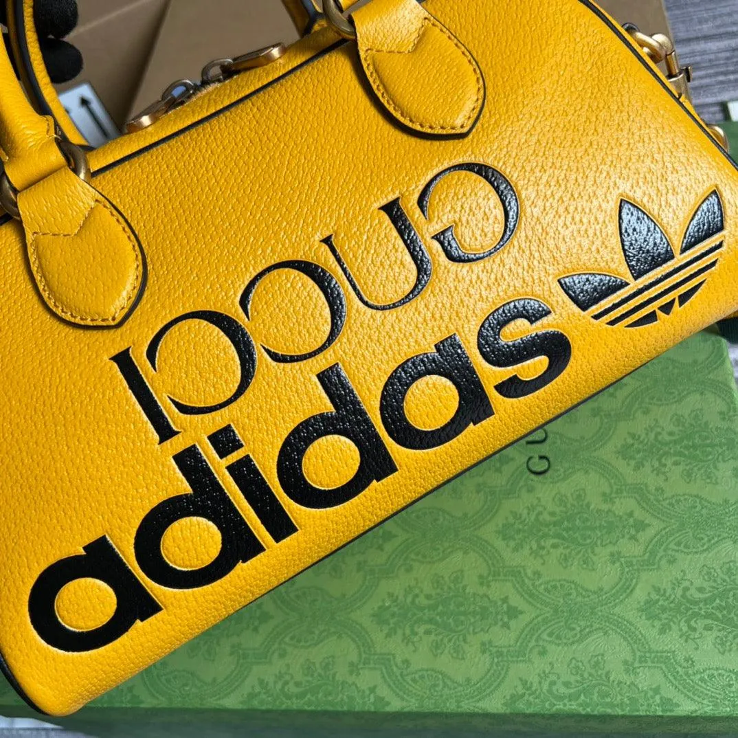 gg x Adidas Mini Duffle Bag Yellow For Women, Women&#8217;s Bags 12.4in/32cm gg