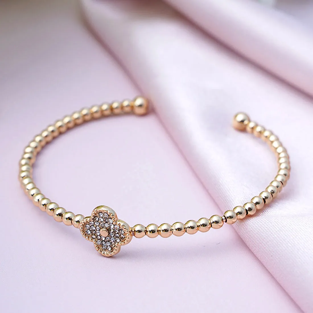Gold Clover Cuff Bracelet