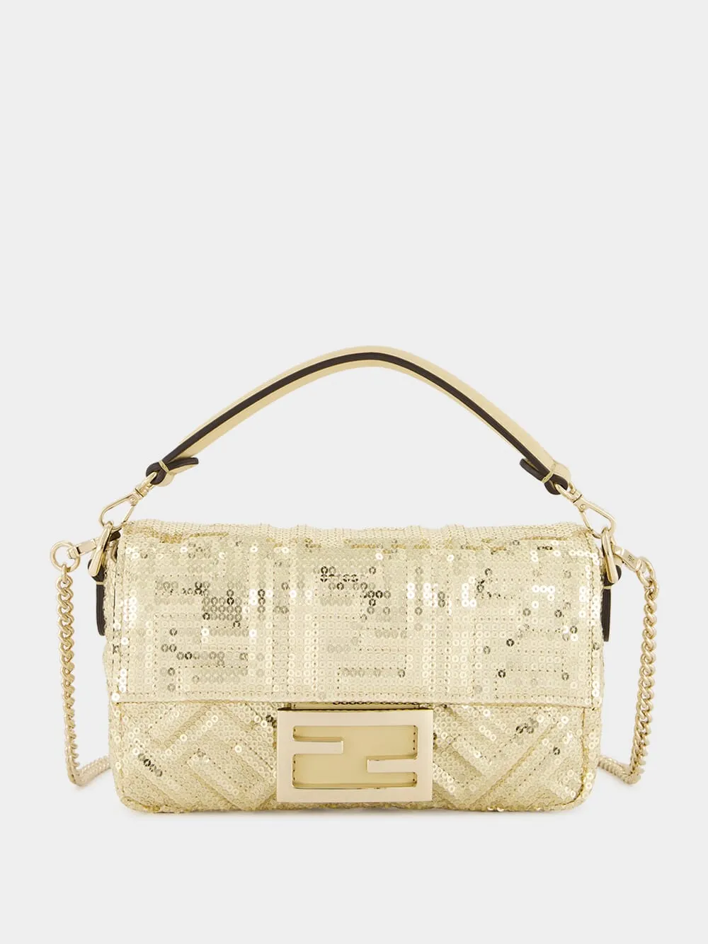 Gold Mini Baguette Sequin Bag