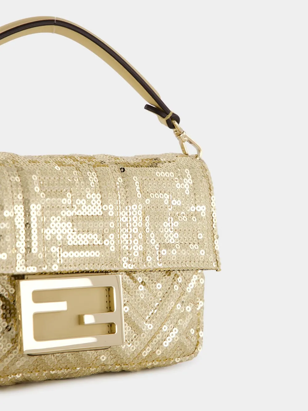 Gold Mini Baguette Sequin Bag