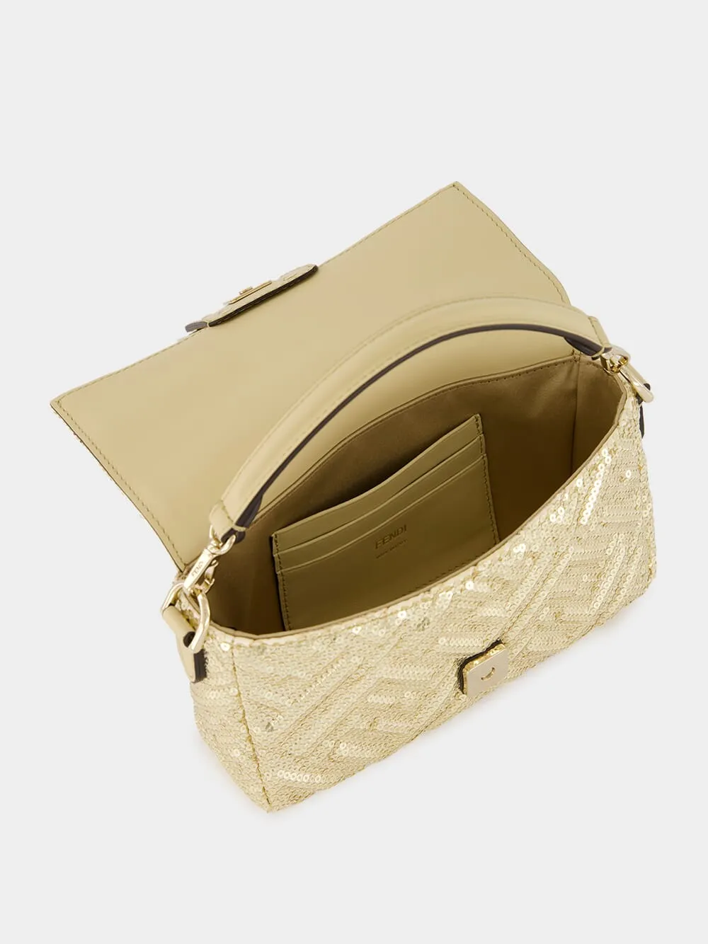 Gold Mini Baguette Sequin Bag