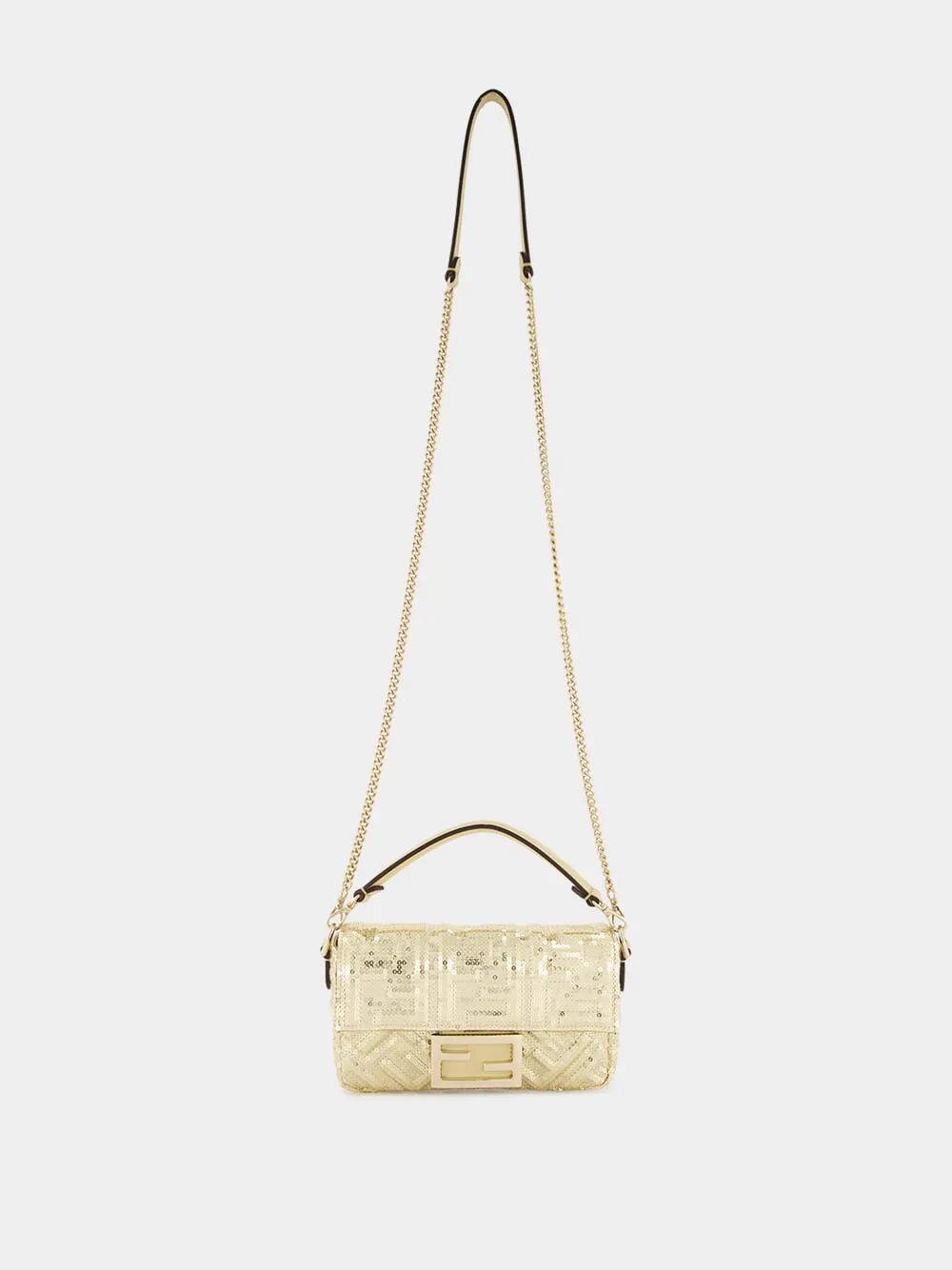 Gold Mini Baguette Sequin Bag