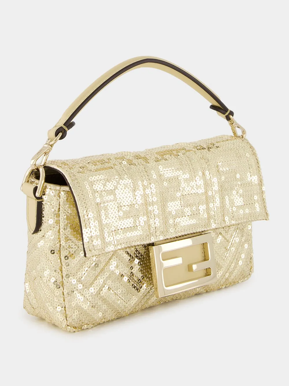 Gold Mini Baguette Sequin Bag