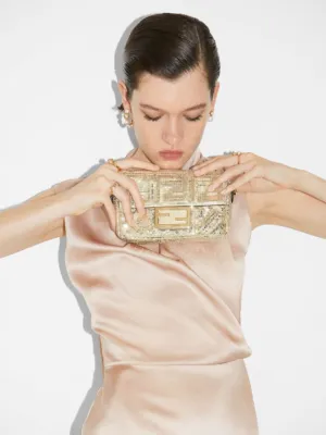 Gold Mini Baguette Sequin Bag