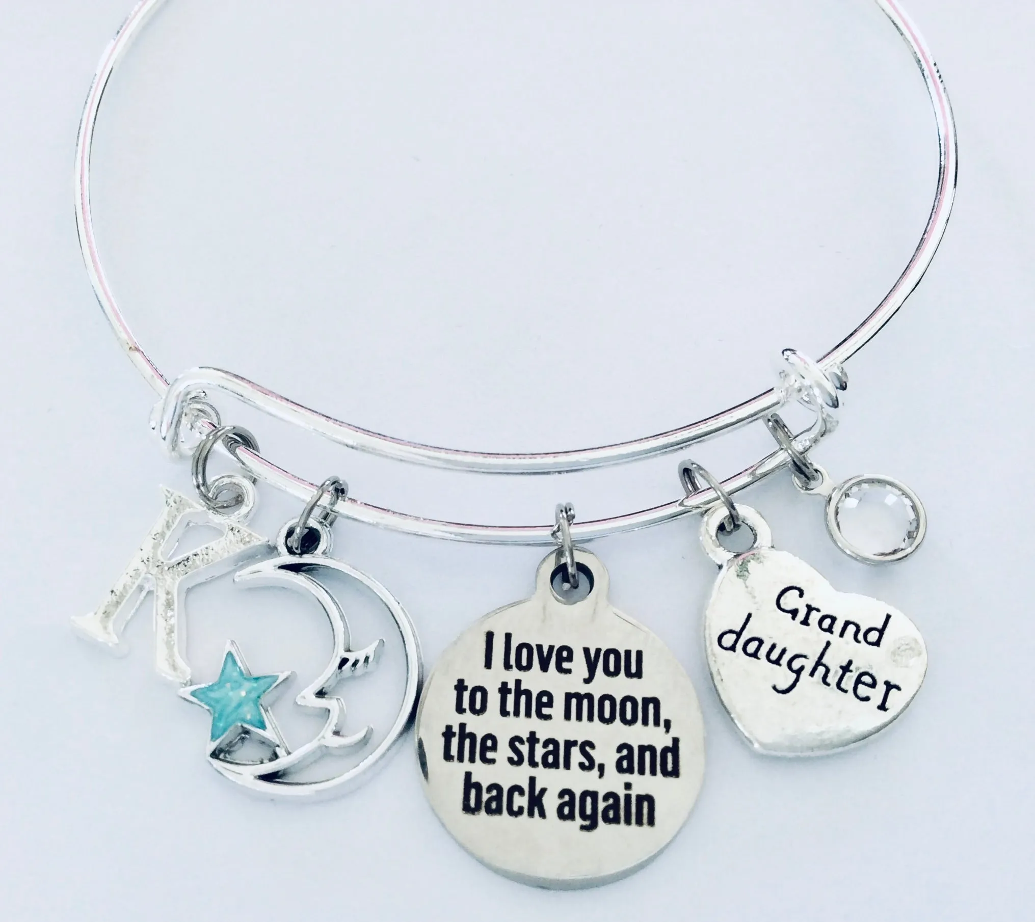 Granddaughter I Love You to The Moon and Back Expandable Charm Bracelet Gift for Granddaughter