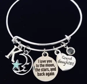 Granddaughter I Love You to The Moon and Back Expandable Charm Bracelet Gift for Granddaughter