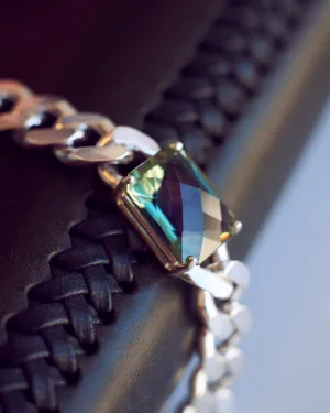 Green Amethyst Emerald-Cut Cuban Link Choker (11mm)