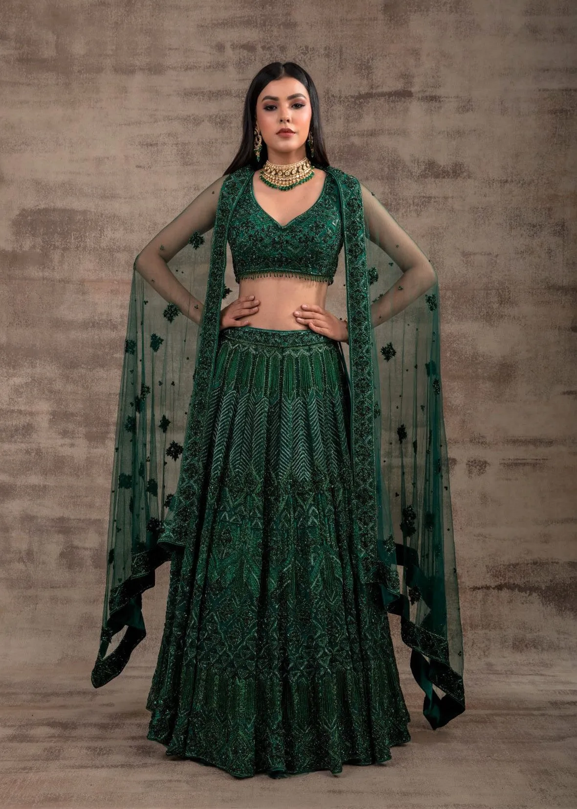 Green Color Wedding Lehenga GULNAR
