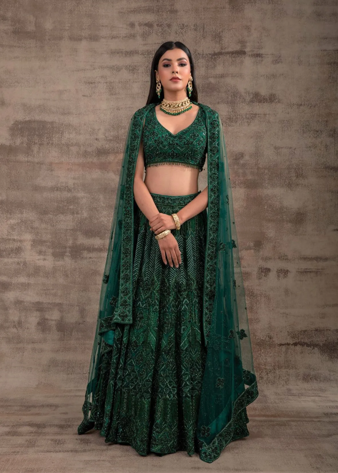 Green Color Wedding Lehenga GULNAR