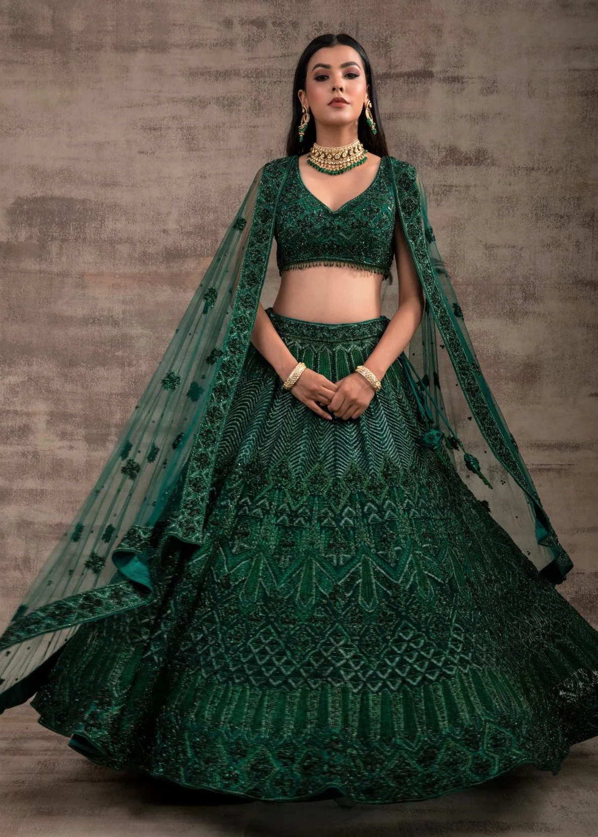 Green Color Wedding Lehenga GULNAR