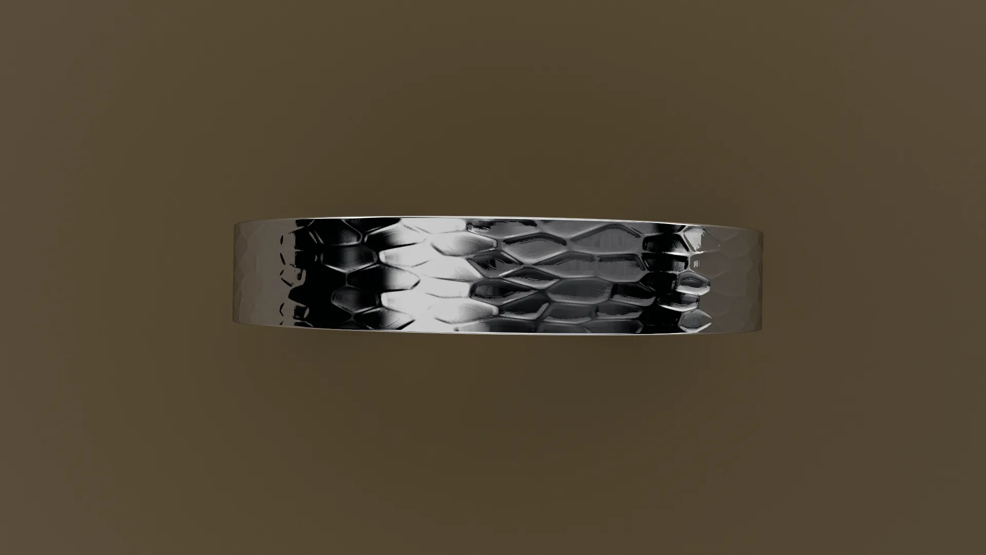 Hammered White Gold 4mm Flat Wedding Band