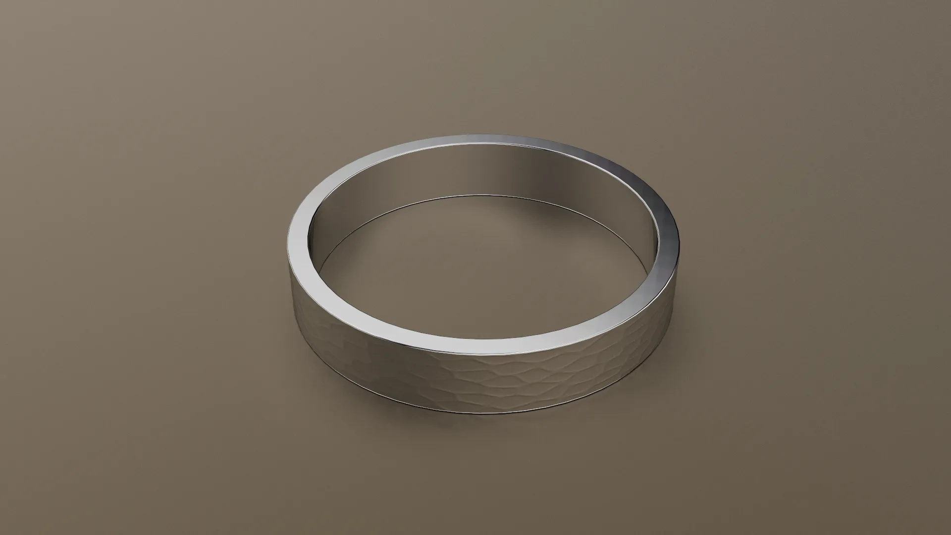 Hammered White Gold 4mm Flat Wedding Band