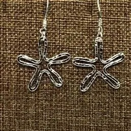 Handmade Sterling Silver Star Earrings | Celestial Hammered Design | 2-Inch Length