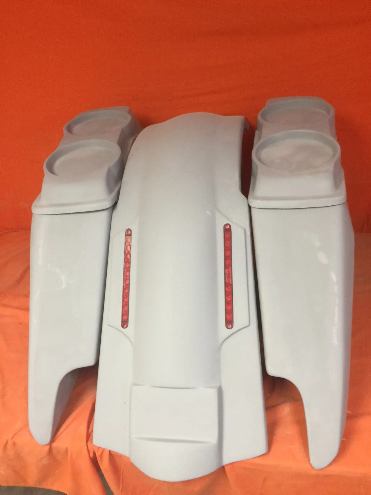 Harley Davidson 2014 - 2023  5" Fifty Five Extended Stretched Saddlebag Fender Kit Dual Cut Outs and Dual 6.5" Speaker Lids