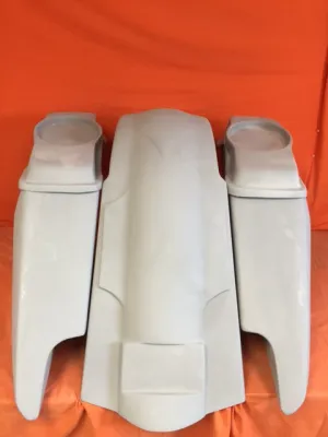 Harley Davidson 5" Fifty Five Extended Stretched Saddlebag Fender Kit - Dual Cut Outs  6.5" Speaker Lids