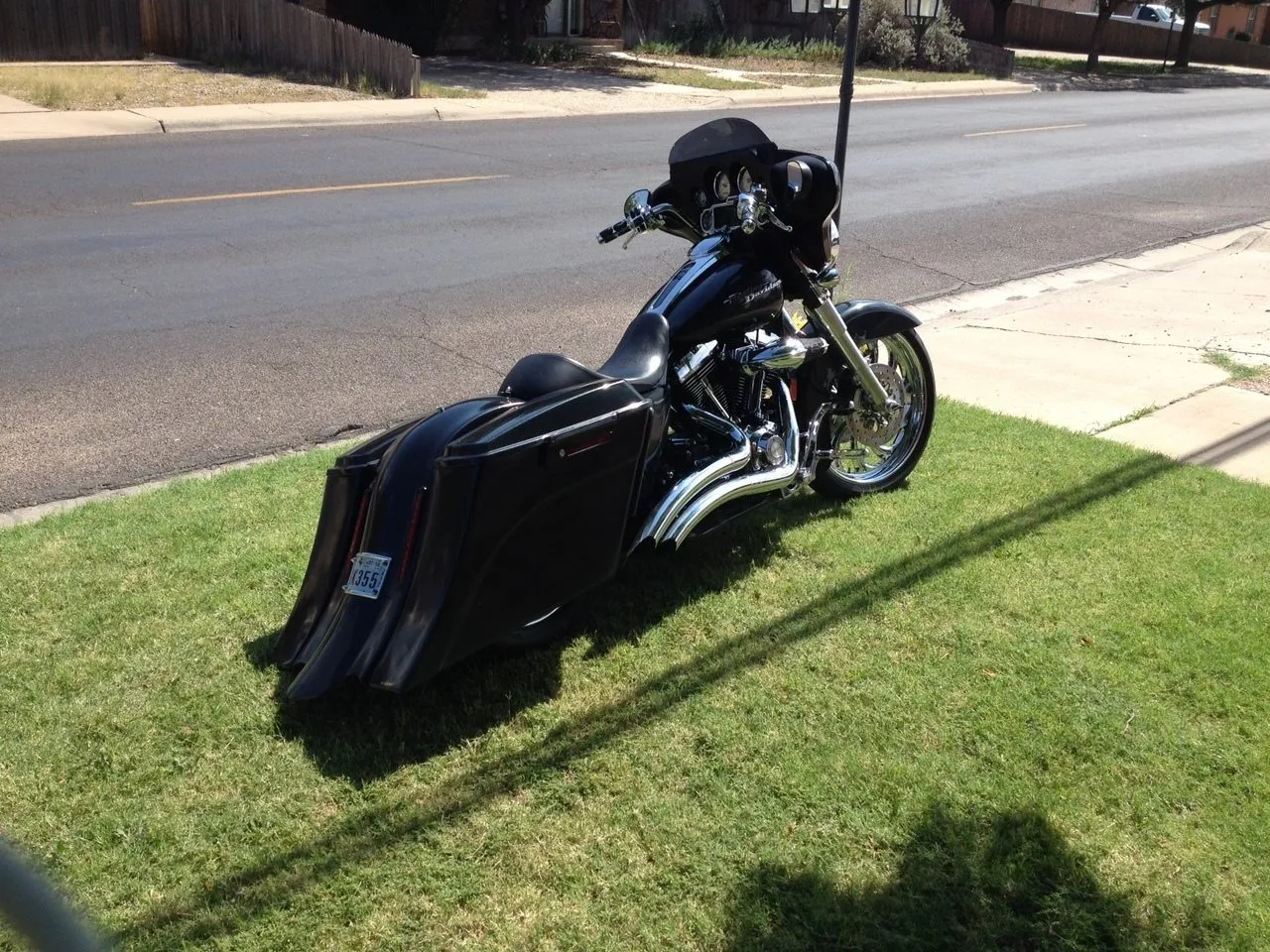Harley Davidson 6" Extended  Out And Down Saddlebags with Custom LED Lights Rear Fender - No Lids