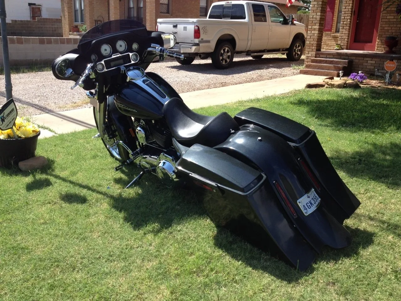 Harley Davidson 6" Extended  Out And Down Saddlebags with Custom LED Lights Rear Fender - No Lids