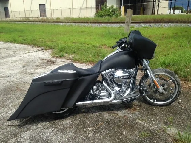 Harley Davidson 6" Extended Stretched Out & Down Saddlebags   Fender - No Lids 2014 - 2018  Model Bags - Dual Cut Outs