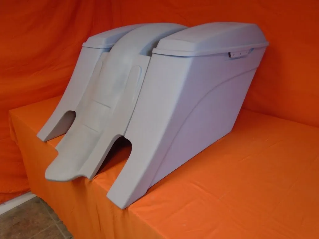Harley Davidson 6" Extended Stretched Out & Down Saddlebags   Fender - No Lids 2014 - 2018  Model Bags - Dual Cut Outs