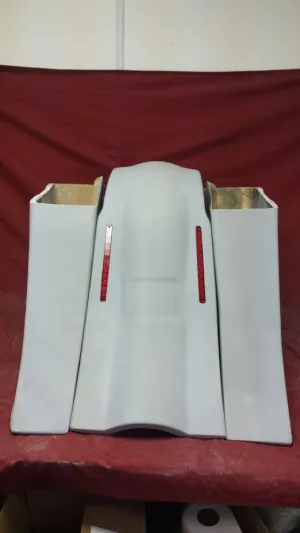 Harley Davidson 6" Extended Stretched Out & Down Saddlebags with Custom Rear LED Lights Fender - No Cut Outs and No Lids
