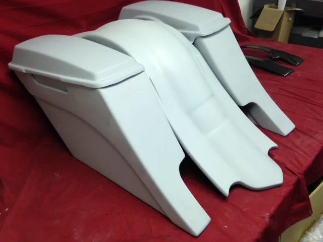 Harley Davidson 6" Extended Stretched  Out & Down Saddlebags with Standard Lids & Custom Fender