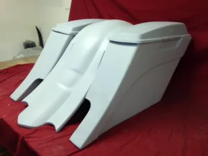 Harley Davidson 6" Extended Stretched  Out & Down Saddlebags with Standard Lids & Custom Fender
