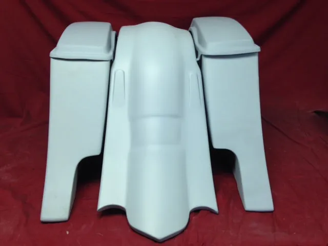 Harley Davidson 6" Extended Stretched  Out & Down Saddlebags with Standard Lids & Custom Fender
