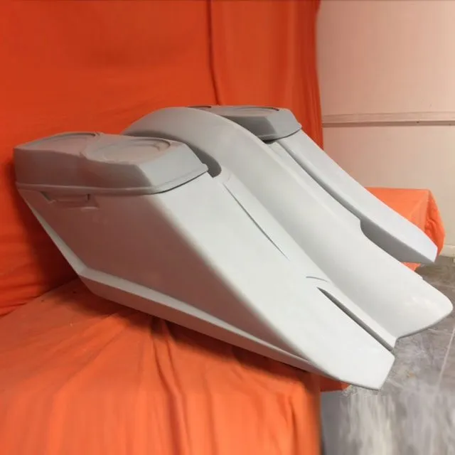 Harley Davidson 6" Trendsetter Extended Saddlebag Fender Kit - No Cut Outs   Dual 6.5" Speaker Lids / 2014 - 2018