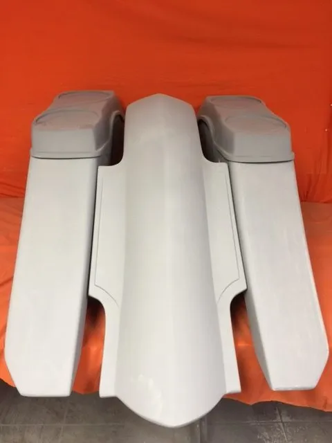 Harley Davidson 6" Trendsetter Extended Saddlebag Fender Kit - No Cut Outs   Dual 6.5" Speaker Lids / 2014 - 2018