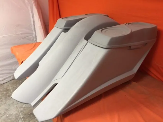Harley Davidson 6" Trendsetter Extended Saddlebag Fender Kit - No Cut Outs   Dual 6.5" Speaker Lids / 2014 - 2018