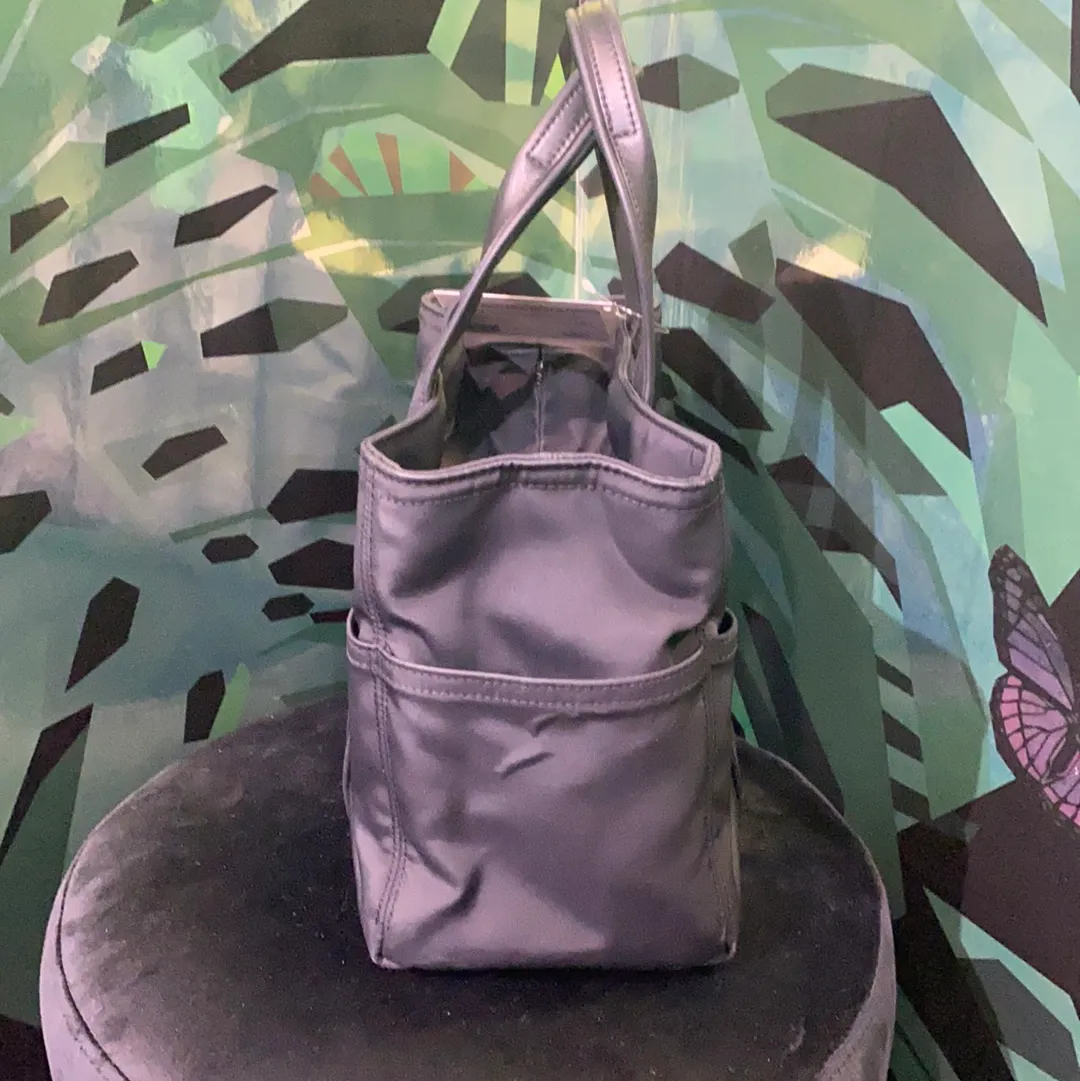 Hermes Black Leather and Nylon Fabric Top Handle Bag PM