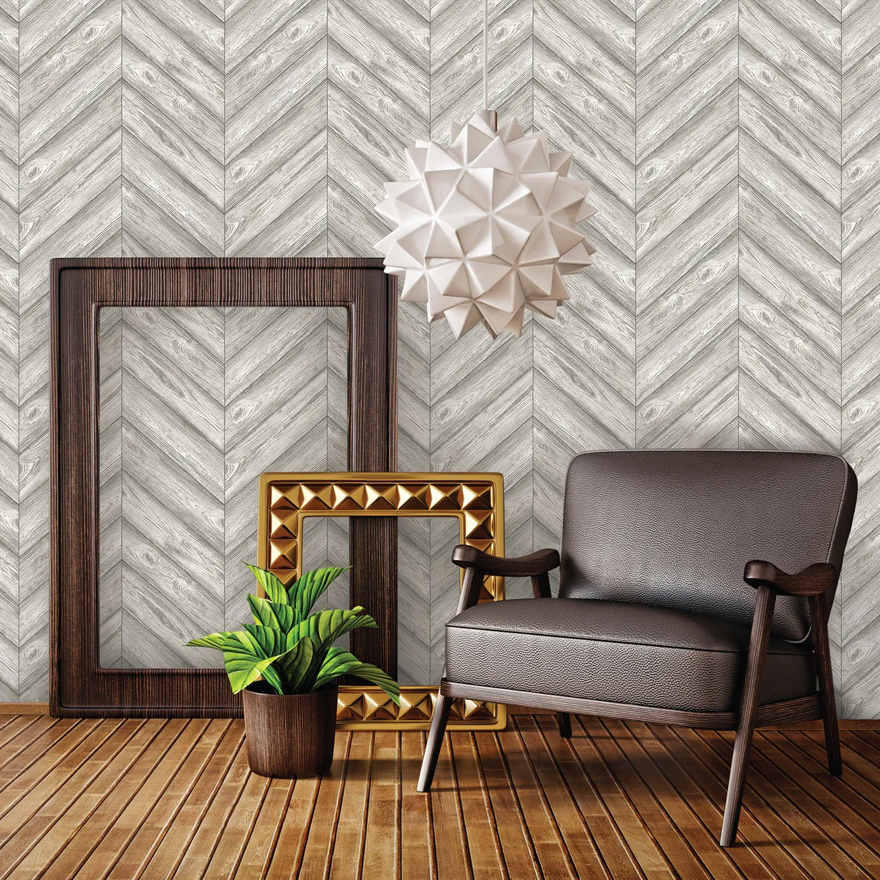 Herringbone Ash Self-Adhesive HE500 Wallpaper