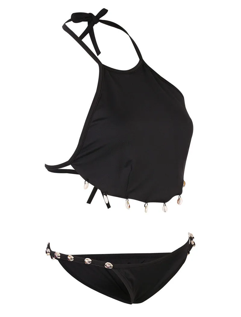 High Neck Bohemian Minimalist Bikini Set