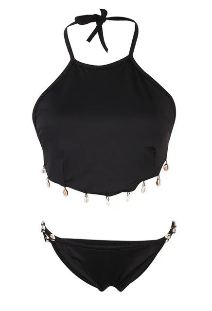 High Neck Bohemian Minimalist Bikini Set