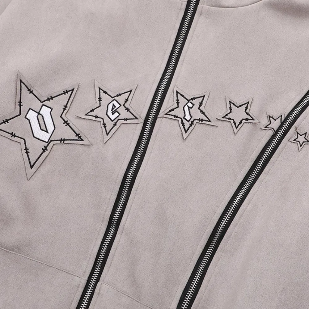High Street Star Zip Design Hoodie