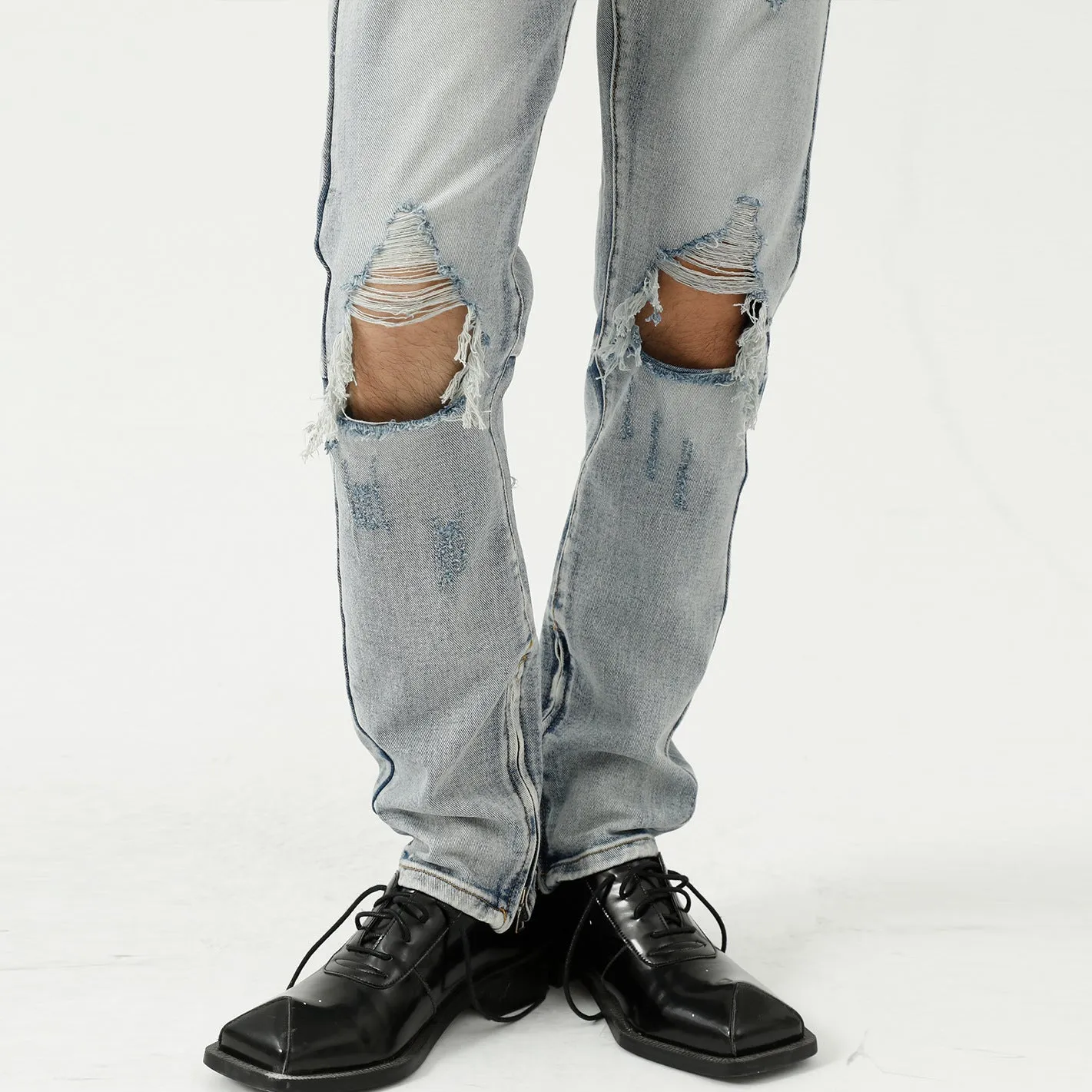 High street style ripped skinny jeans