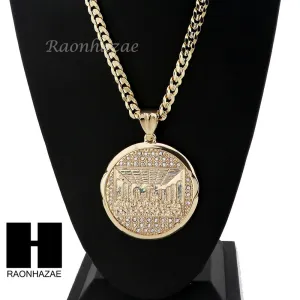 HIP HOP LAST SUPPER PENDANT & DIAMOND CUT CUBAN LINK CHAIN NECKLACE N45