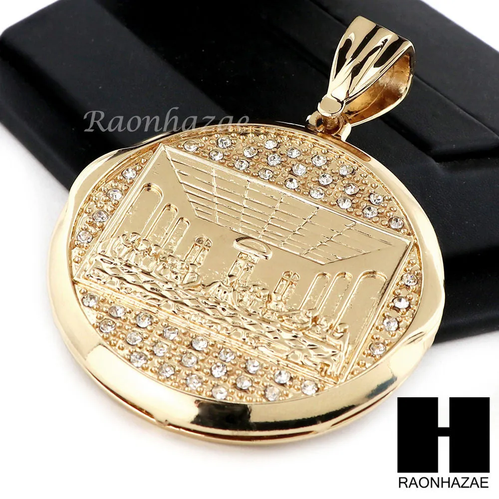 HIP HOP LAST SUPPER PENDANT & DIAMOND CUT CUBAN LINK CHAIN NECKLACE N45
