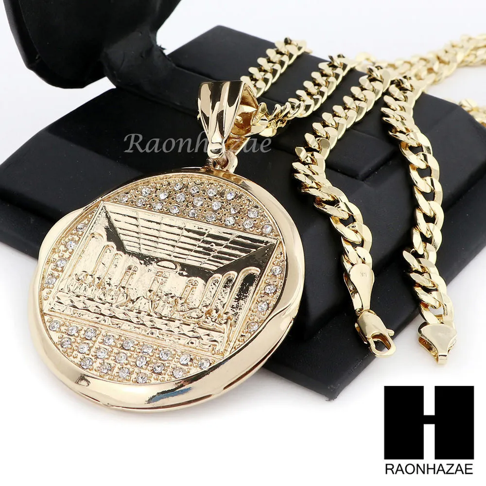 HIP HOP LAST SUPPER PENDANT & DIAMOND CUT CUBAN LINK CHAIN NECKLACE N45