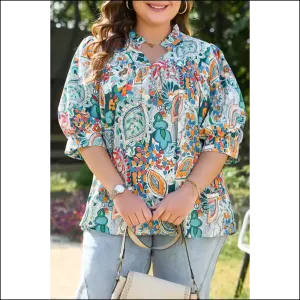 Holy Chic! Multicolor Bohemian Abstract Size Blouse Saves the Day! Needful Things 😉
